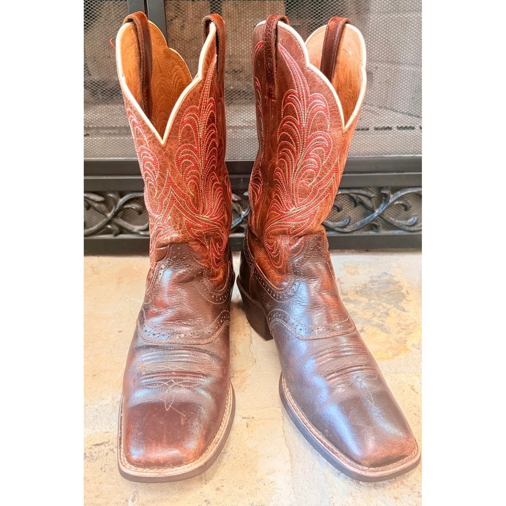 Ariat 10011394 Women's 8B Brown Leather Square Toe Western Cowboy Boots (RD)